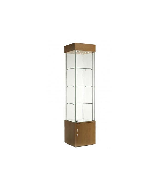 457mm Säulenvitrine aus Glas mit Beleuchtung
